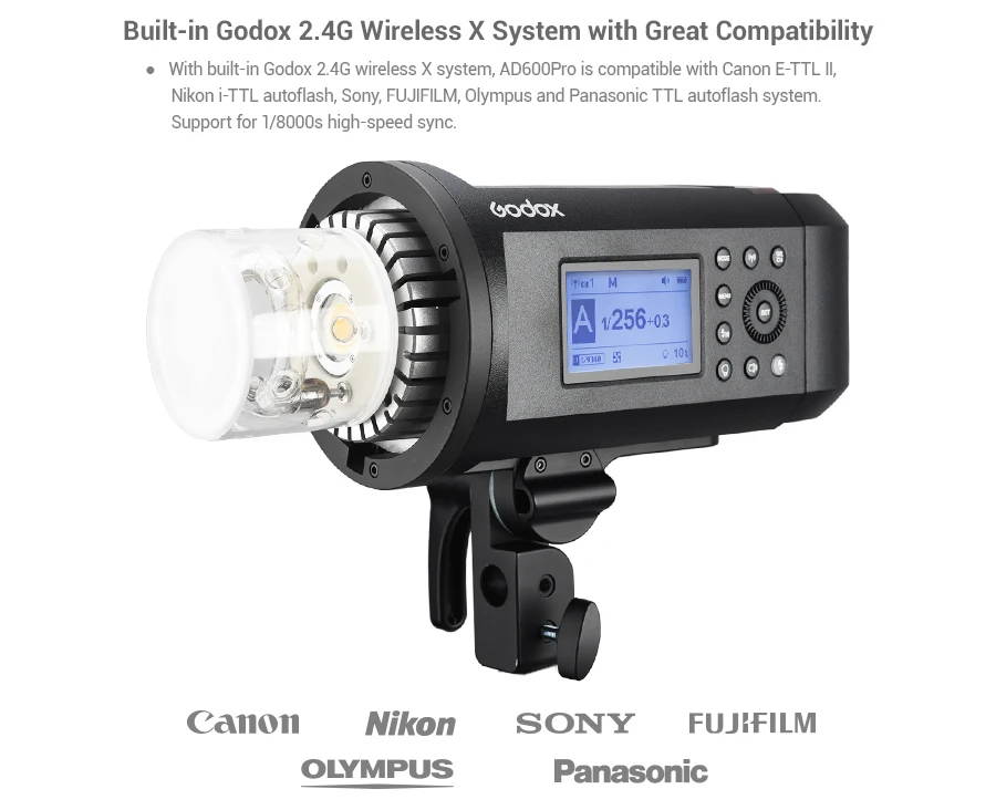 Godox AD600 Pro портативная наружная Вспышка 1/8000s ttl HSS 38 Вт светодиодный встроенный литий-ионный аккумулятор с передатчиком Xpro