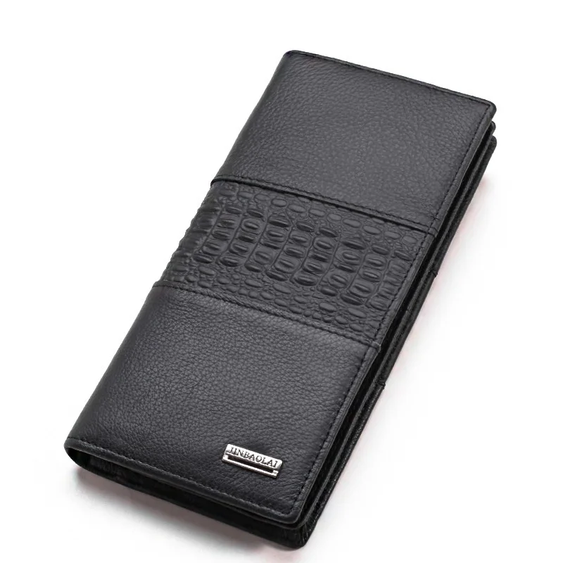 

2019 Men Wallet First layer Genuine Leather Long Design Clutch Wallets Fashion Card Organizer Big Capacity Aligator Pattern
