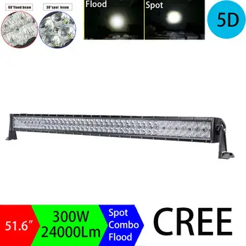 

300W 52" inch 5D Led Light Bar (Spot+Flood) Combo Offroad Light For Jeep UTV ATV SUV 4WD 4X4 Boating Truck Car Headlight Pickup
