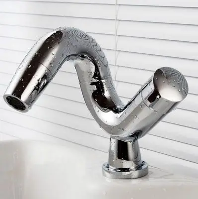

Chrome single handle deck mounted copper Bathroom Sink Faucet Basin Vanity Mixer Tap with 360 degree rotate spout
