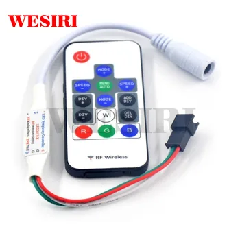 

WESIRI DC5V-12V 14Key Mini-RF Wireless Remote LED Controller for WS2812B WS2811 SK6812 LED Strip 2048Pixels 300 Kinds of Changes