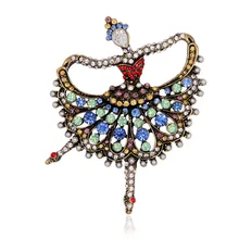 Фотография Ballet Dancing Girl Crystal Rhinestone Brooch Pin Figure Pearl Vintage Jewelry Accessory Scarf Clip 2016