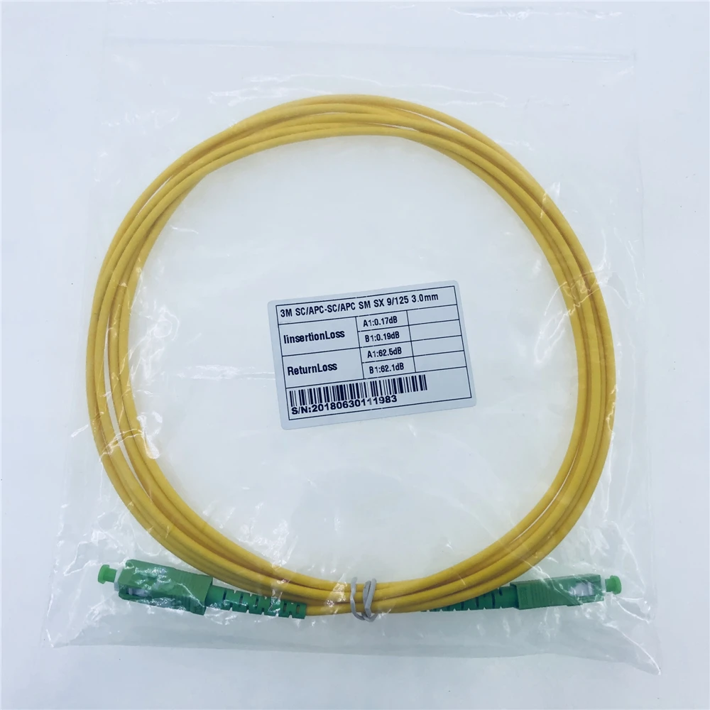 1 шт. SM SX 3 м APC 2 0 мм или 9/125 FTTH Стандартный Волоконно оптический патч кабель APC/SC