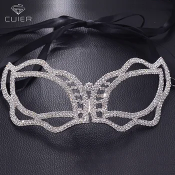 

Rhinestone glass Women silver mask Masquerade party crystal jewelry Ladies Hawk eye Face Decorations for Halloween party MK-17