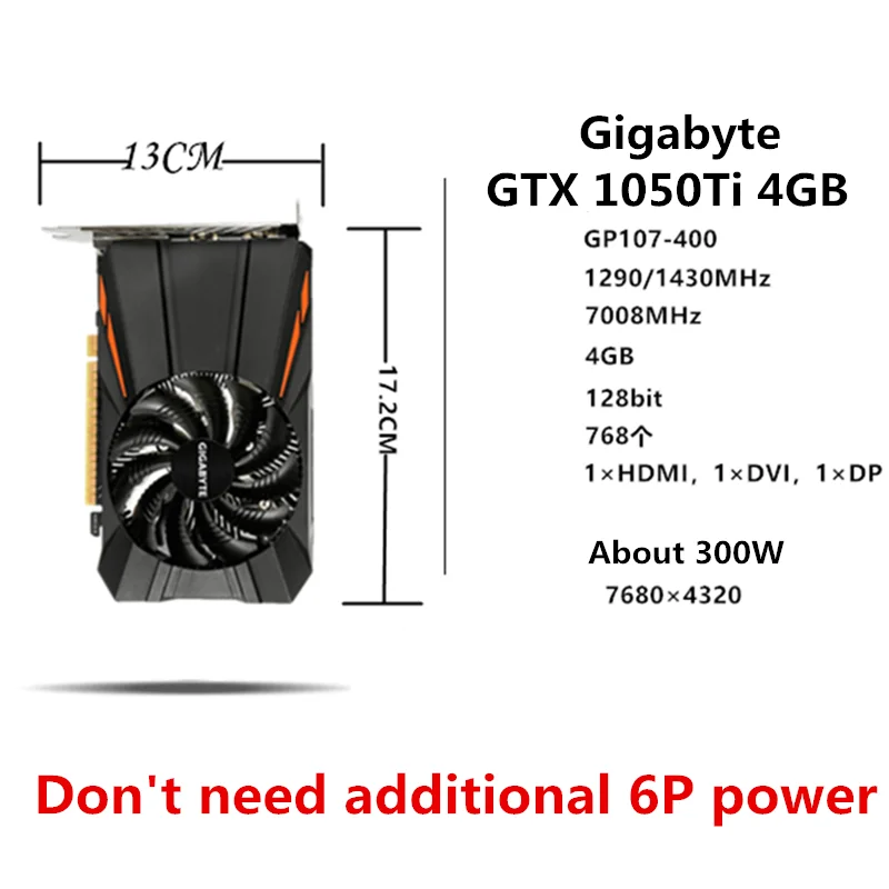 Видеокарта GIGABYTE GTX 1050Ti 4 Гб GPU 128 бит для nVIDIA Geforce GTX1050 Ti Hdmi VGA видеокарты