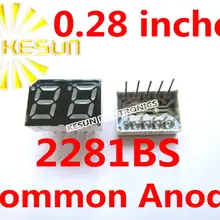 100 шт. x 0,28 дюймов Красный общий анод/катод 2 цифровая трубка 2281AS 2281BS светодиодный модуль дисплея