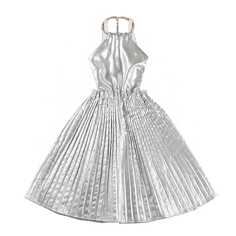 

le palais vintage Vey Sexy Backless Dazzle Fabric A-line Dress Adjustable Halter Type Slim High Rise Stretch Waist 2019 Summer