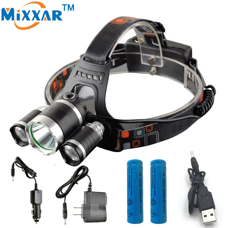 ZK35 LED Headlight 11000LM T6 2 R5 Head Lamp Fishing Light LED Headlamp 2pcs 18650 5000mah
