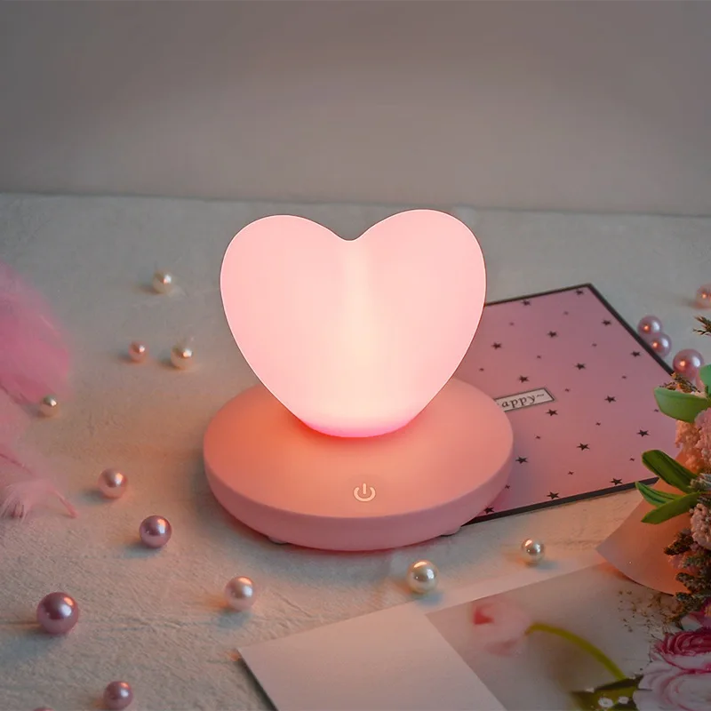  USB Rechargeable Romantic Love Heart LED Night Light Touch Control Table Lamp for Valentines Day An - 32960990201