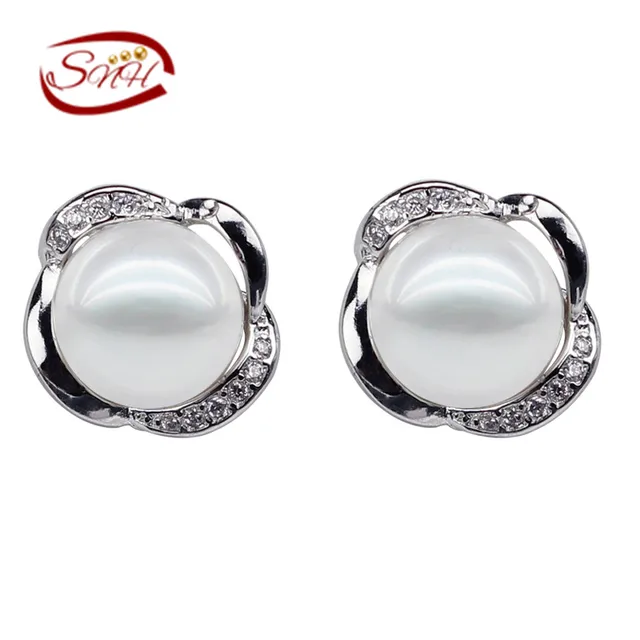 Aliexpress Snh Real Freshwater Pearl Earring Cute 925 Snh Real Freshwater Pearl Earring Cute 925 Silver For Woman Genuine With Free