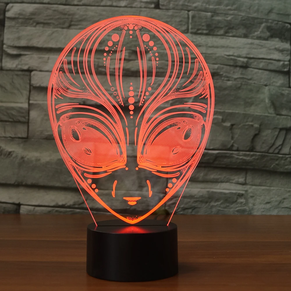 Светодиодная Ночная лампа alien face дизайн 7 цветов сенсорный выключатель с USB