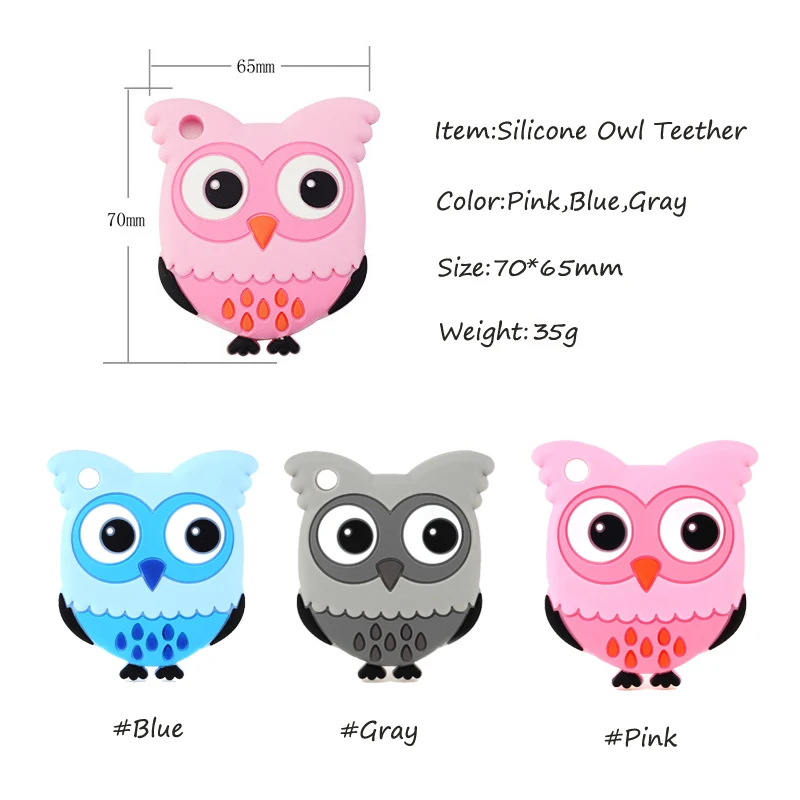 1pc Owl Silicone Teether Baby Necklace Teething Beads Pandent Nursing Chewable Toy Pacifier Chain Shower Gift BPA Free cord | Мать и