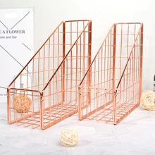 Scandinavian Rose Gold Metal Storage Basket Nordic Book Basket Iron Basket Desk Storage Organizer Decor Basket Home Office