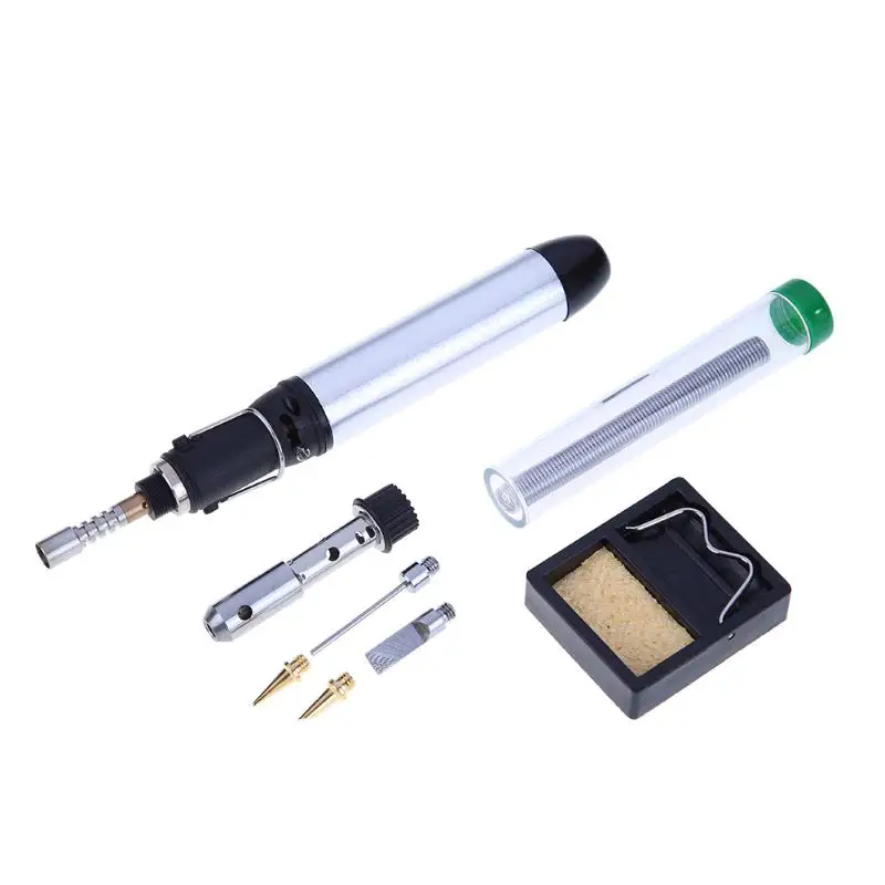 

7 in 1 Set Cordless Gas Solder Iron Welding Pen Burner Pure Blow Torch Solder Iron Hot Air Gun 7pcs Soldering Iron Tool Kit hot