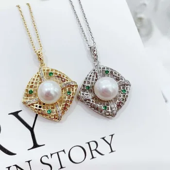 

925 Sterling Silver Pendant Setting Mounting Pendant Findings and Component for Akoya Edison Pearls Corals Jade Stones Beads
