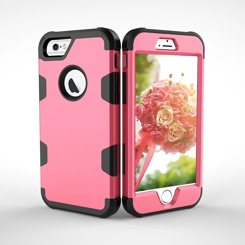 Chống sốc Màu Kép Cover Quay Lại Trường Hợp đối với Apple iPhone 6 6 S 7 8 Cộng Với XS X Max XR 6 + 7 + 8 + ba Lớp Silicone & Áo Giáp PC Trường Hợp the puffer case Cases For iPhone