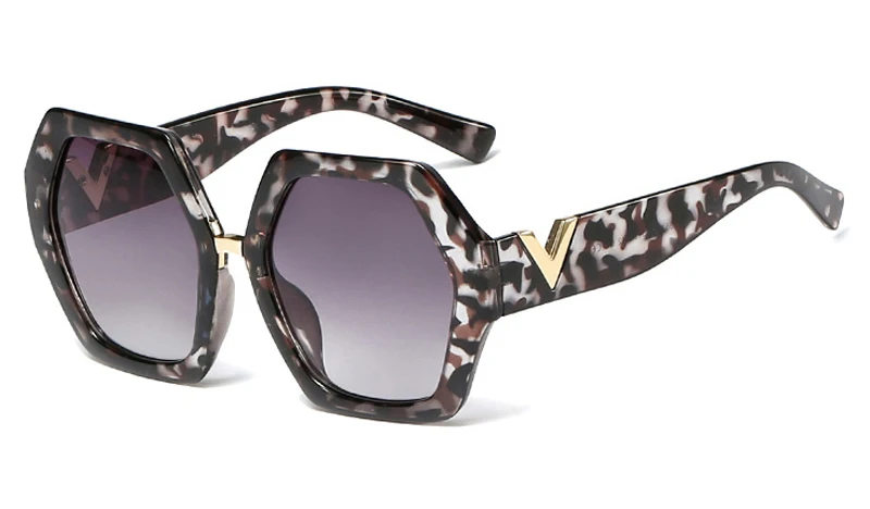 Peekaboo белые шестиугольные солнцезащитные очки для женщин большой полигон Летняя мода солнцезащитные очки для женщин негабаритных черный uv400 - Цвет линз: pattern