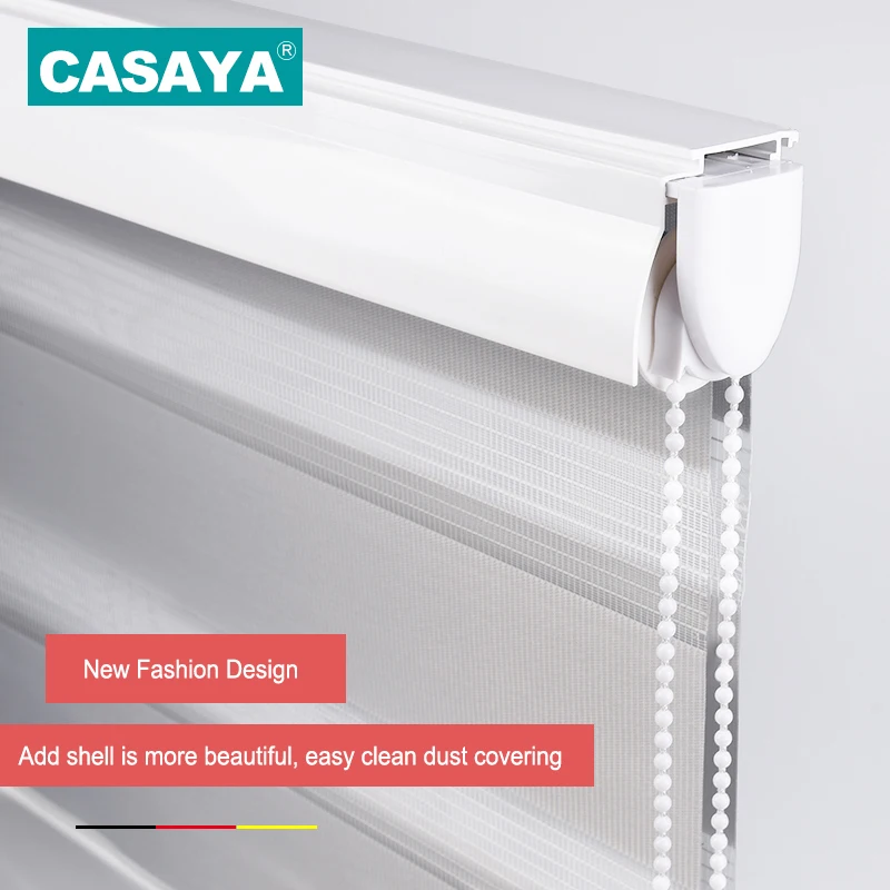 Sistema de Valance de la cáscara transparente Zebra persianas doble capa de luz sombra ventana persianas enrollables para sala de estar Estudio de dormitorio Sistema de Valance de la cáscara transparente Zebra persianas doble capa de luz sombra ventana persianas enrollables para sala de estar Estudio de dormitorio
