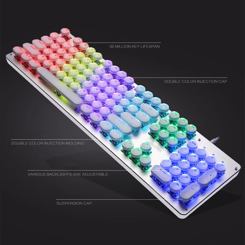 AOYEAH механическая клавиатура 104 ключей синий переключатель круглый keycap с