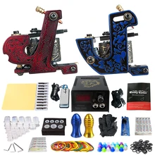 Красные, синие татуировки комплект 2 шт. Rorary татуировки Питание педаль сцепление практика иглы кожи Комплект инструментов для чистки