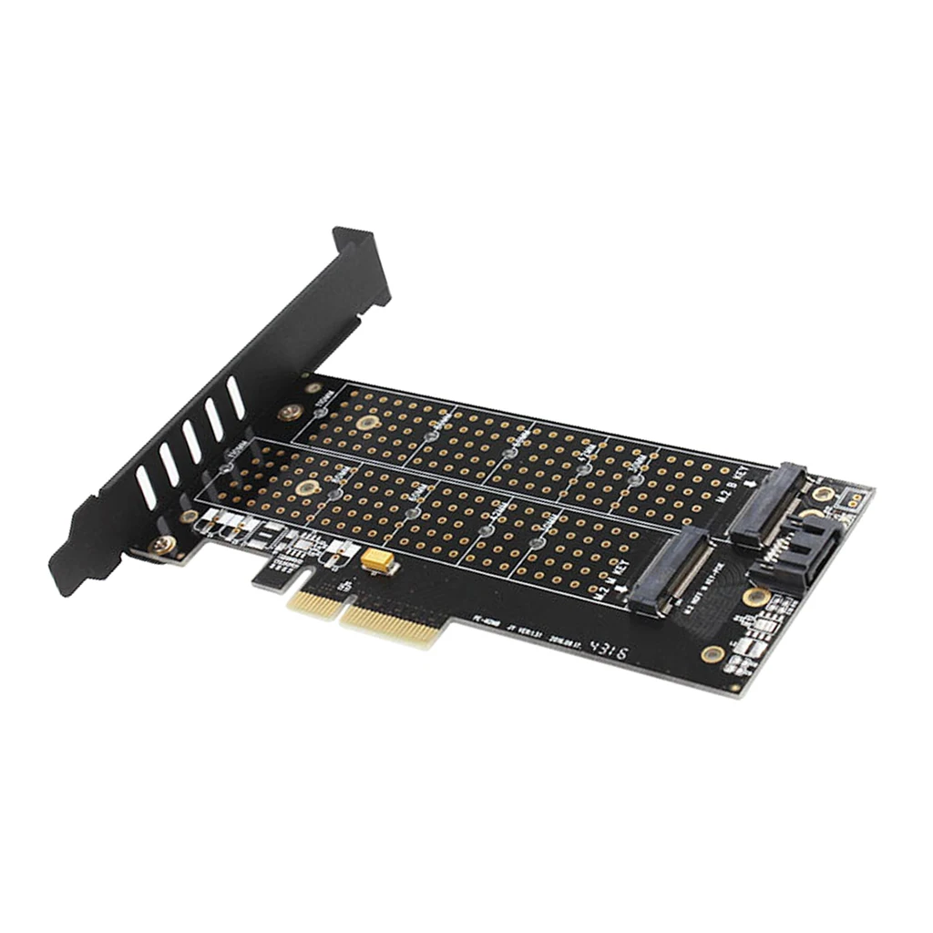 Dual M.2 PCIe Adapter,NVME SSD M-key or SATA AHCI B-key to PCIe 3.0 4X Card 