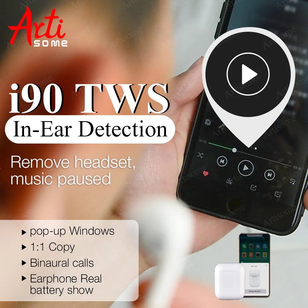 

i90 TWS In-Ear Detection Pop up 1:1 Original Hearphone Earphones PK W1 Chip Earbuds i80 i10 i20 i30 i60 TWS PK Airdorts Headset