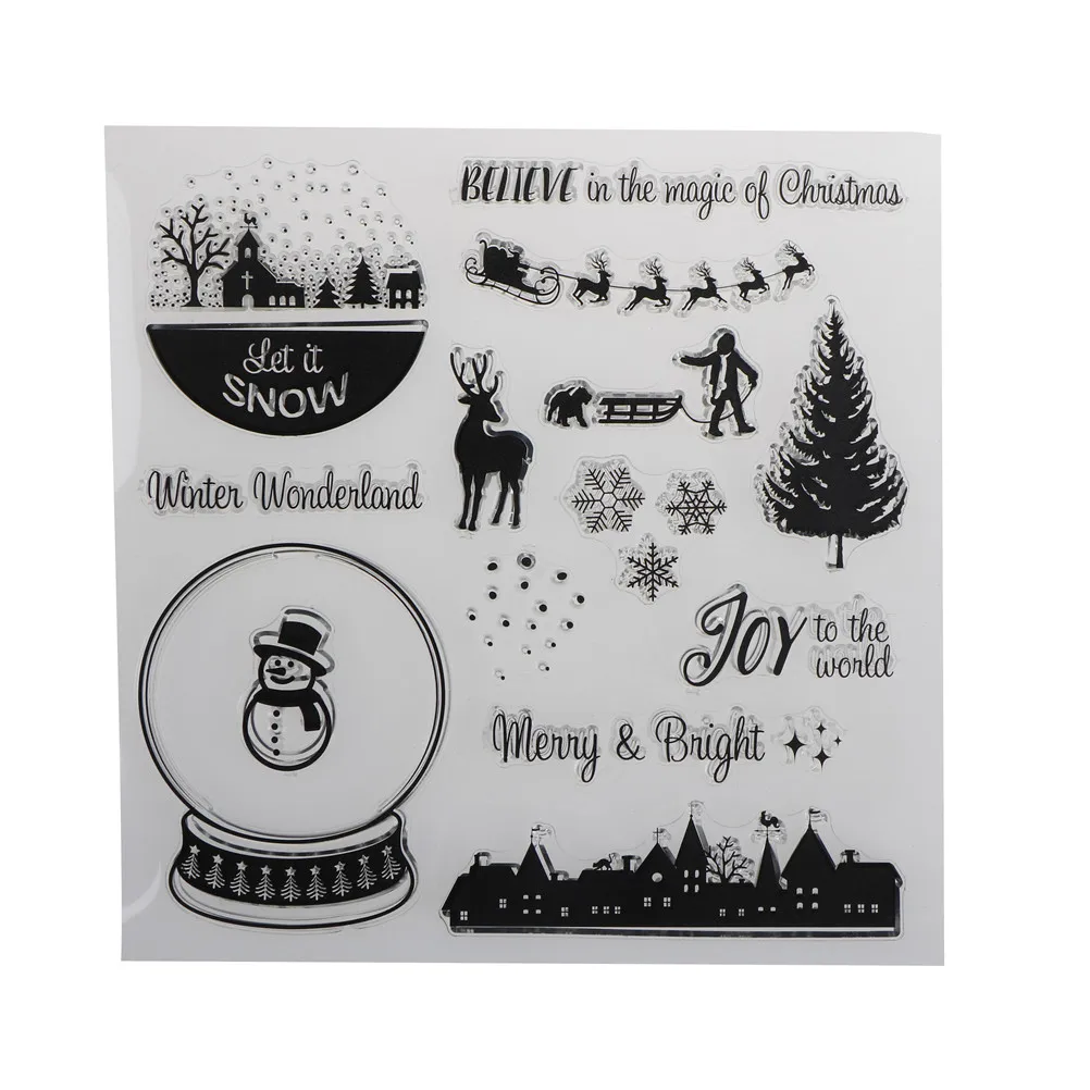 Christmas Winter DIY Scrapbook Card album paper craft silicon rubber roller transparent stamp