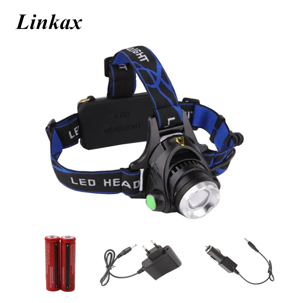 

Zoomable XML-T6 LED Head Light Head Lamp Rechargeable Headlight Headlamp 3-Modes 5000LM 18650 Head Flashlight for Outdoor Sport