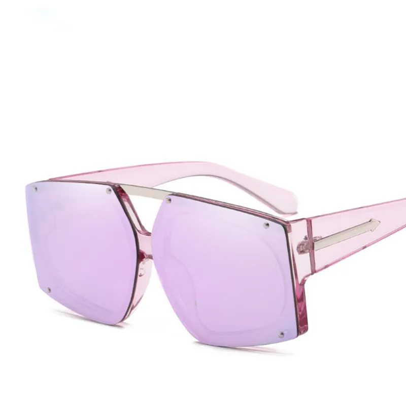 HBK роскошное итальянское Брендовое негабаритное солнцезащитное стекло серебряное квадратное солнцезащитное стекло es женское ретро большая оправа оттенки женские розовые oculos черный - Цвет линз: c4 purple