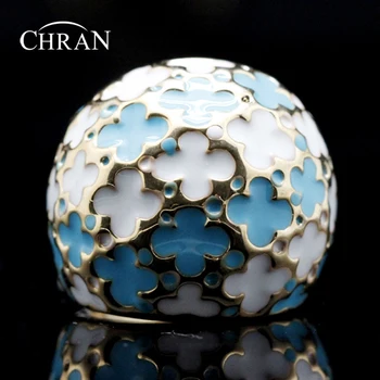 

Chran Unique Style Gold Color Enamel Charm Flower Rings for Women Simple Cross Design Costume Rings Jewelry Accessories