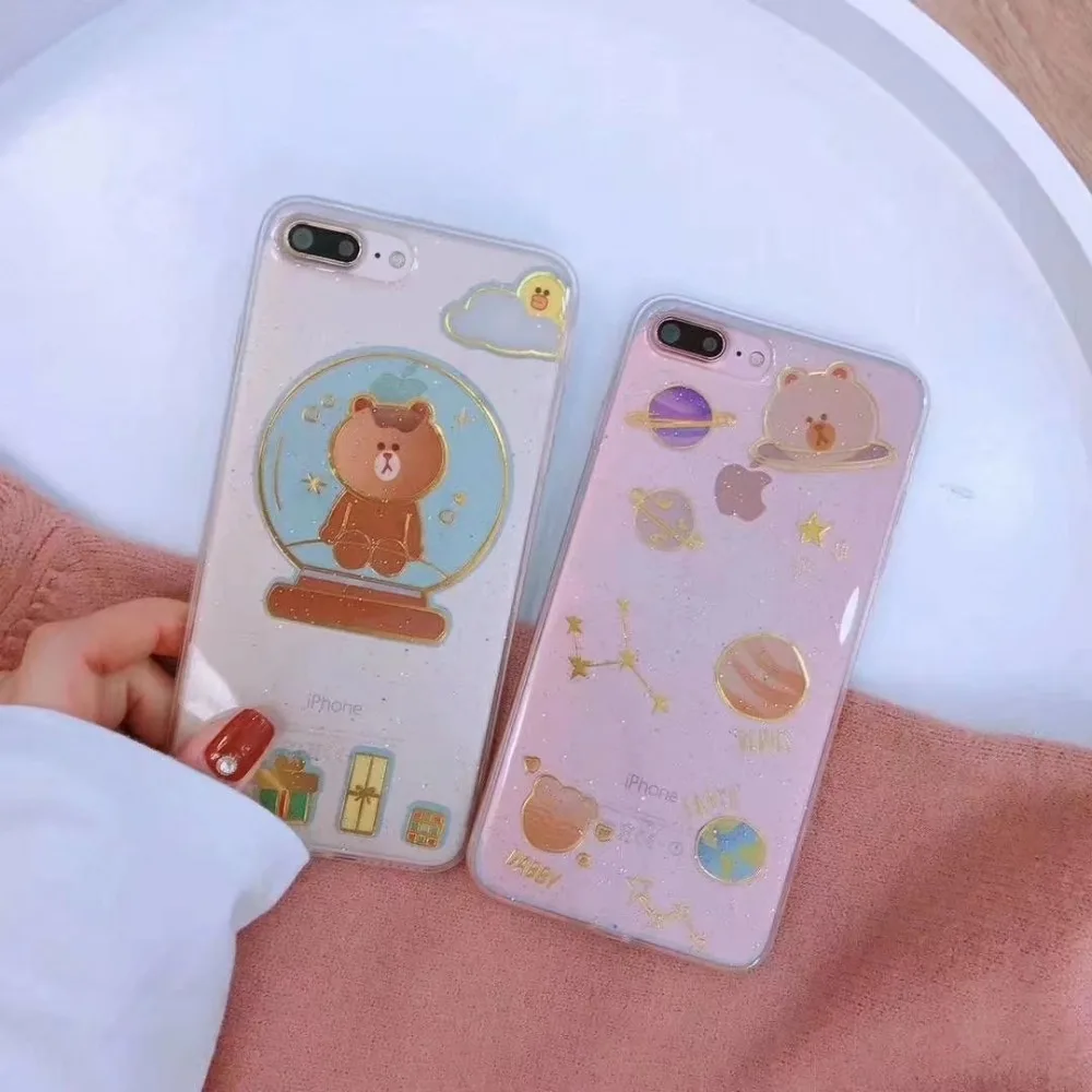 Чехол ORYKSZ для iphone x прозрачный чехол из ТПУ с рисунком медведя 6S 6 7 8 Plus 3D Винтажный