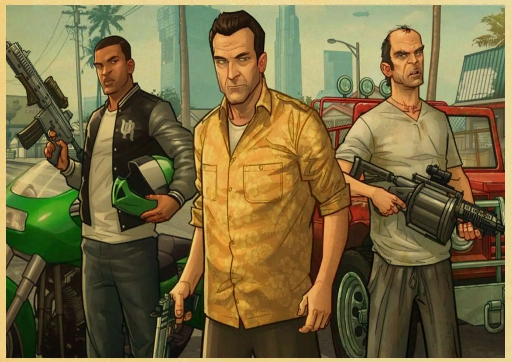 Grand Theft Auto V Game Art Ретро плакат напечатанный GTA 5 настенные картины для гостиной винтажная декоративная настенная живопись/картина