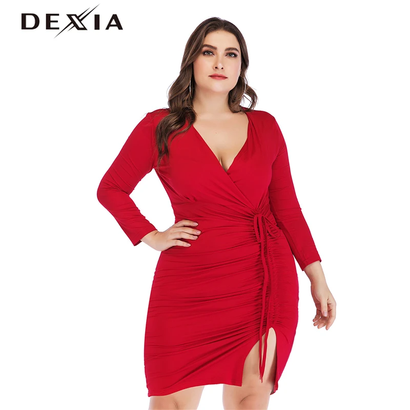 DEXIA весеннее платье размера плюс 3XL 4XL 5XL на шнуровке с высокой талией женские