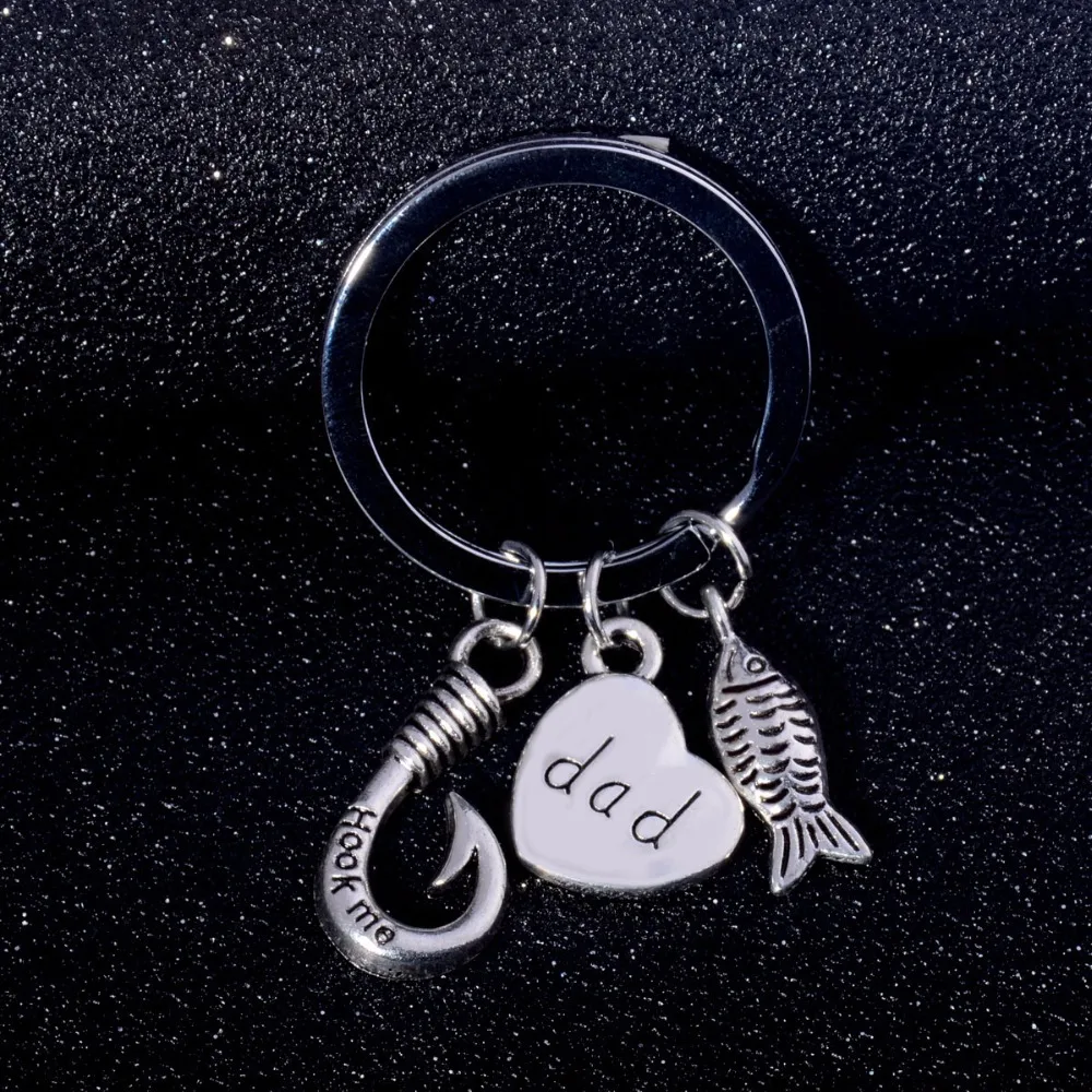 Family Charms Keyring Fathers Day Gifts For Dad Keychain Pendants Jewelry Heart 