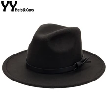 Женская и Мужская шерстяная шляпа Fedora с широкими полями, элегантная фетровая Кепка s, зима-осень, джазовая Панама, церковное сомбреро, YY18006