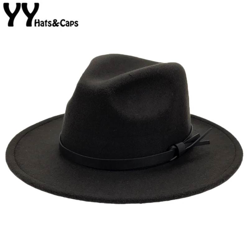 

Women Men Wool Fedora Hat With Wide Brim Gentleman Elegant Felt Caps Winter Autumn Jazz Panama HAT Church Sombrero Cap YY18006