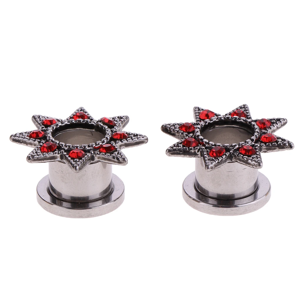1 Pair Stainless Steel Screw Ear Gauges Flesh Tunnels Plugs Expander 6/8/10/12/14/16/18mm 7 Sizes
