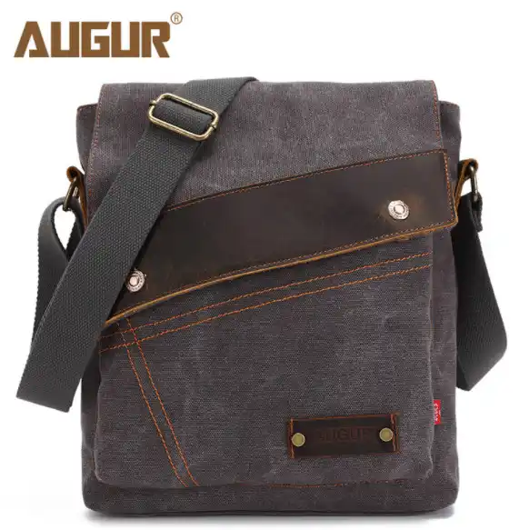 Augur 2018 Men S Canvas Messenger Bags And Women Vertical Crossbody Shoulder Bag For Ipad Man School Handbag
