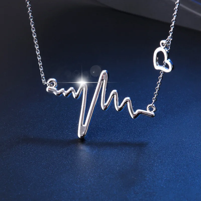 Простой электрокардиограмма женское ожерелье для Женская мода подвесное