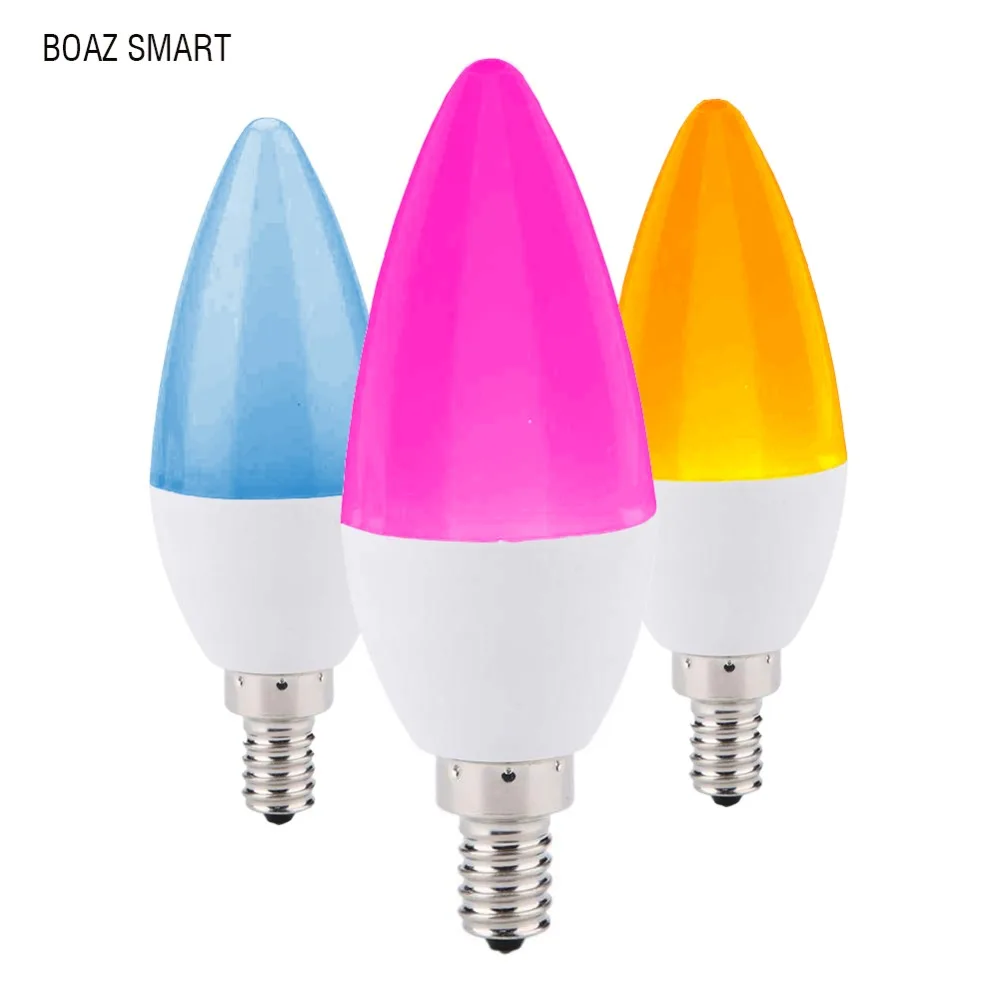 

BOAZ-EC E14 Led Smart Wifi Candle Light Bulb RGBCW Color Changing Lights Tuya smartlife Voice Control Alexa Google Home 3 Pack