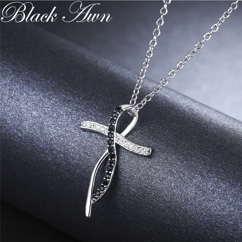 Pendant Necklace Silver Necklace Silver Pendant Silver Necklace Charms Women Jewelry Black&White Stone Necklaces P114
