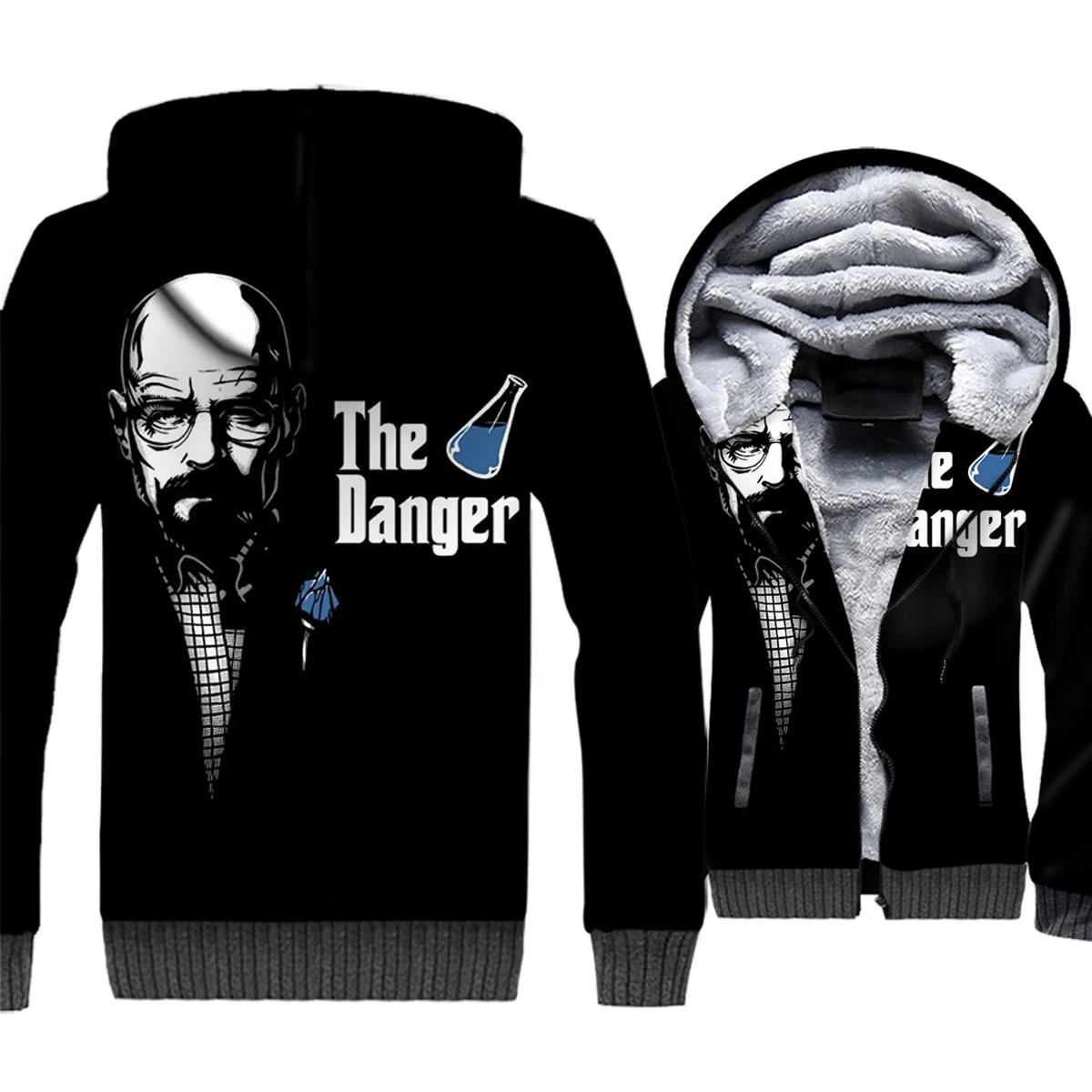 

Breaking Bad Jacket Heisenberg Hoodie Men The Danger Sweatshirt Winter Thick Fleece Warm Zipper Coat Black 3D Print Streetwear