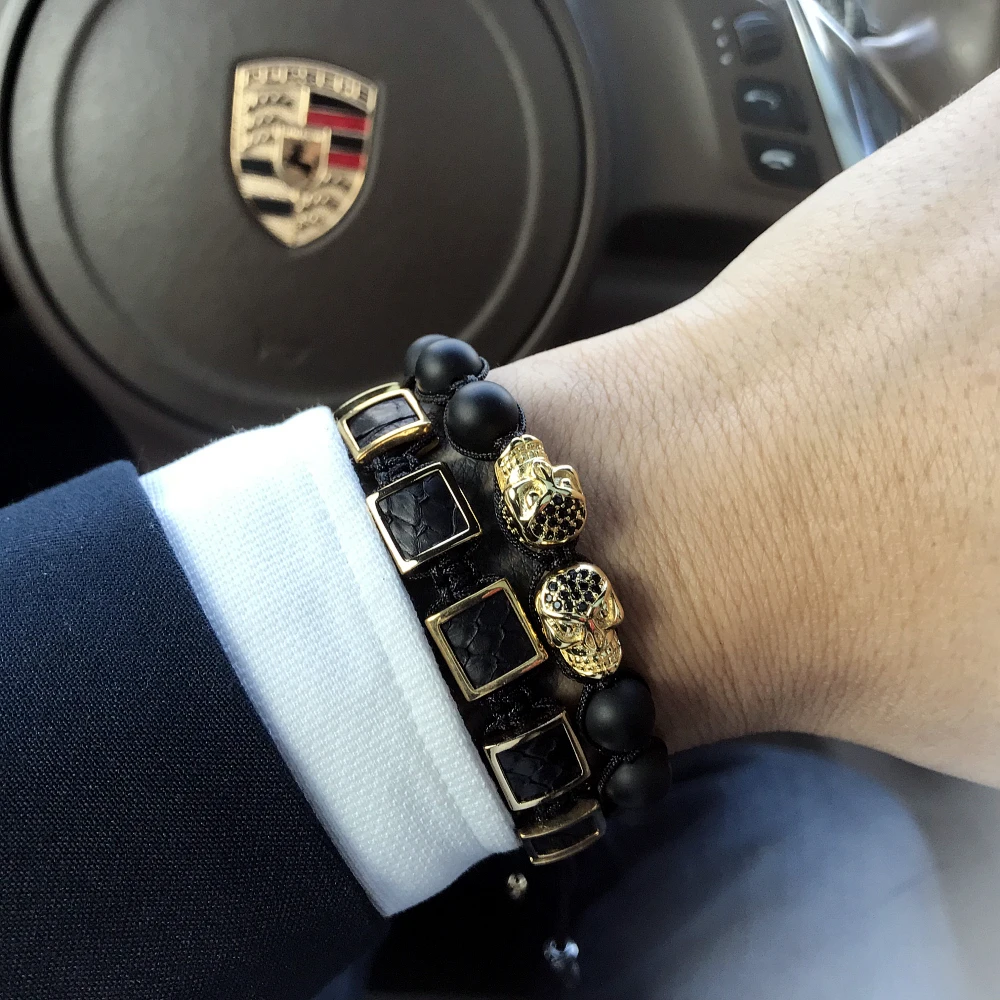 

Macrame Bracelet Luxury CZ Zircon Copper Skeleton with Square Round Beads Macrame Bracelets & Bangles for Men Gifts Jewelry 2019