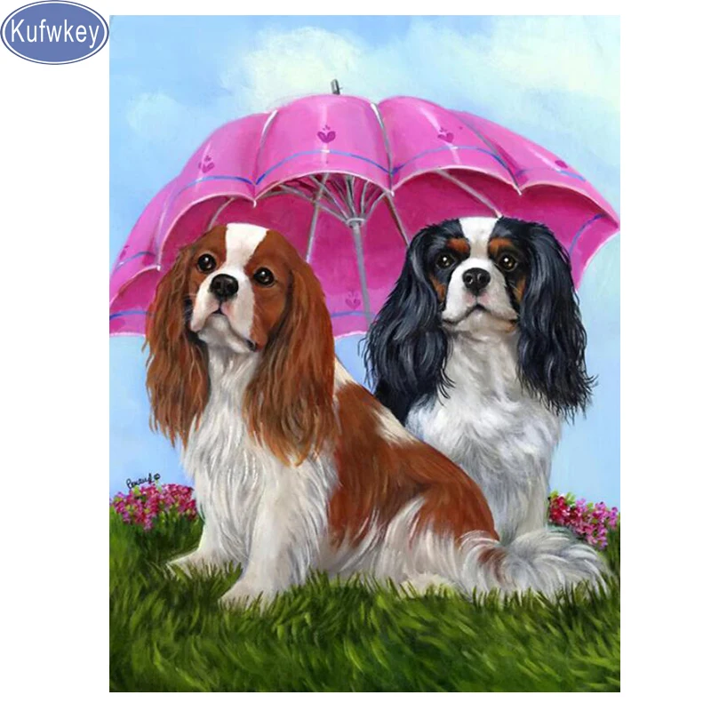 

5d Diy Diamond Painting Cross Stitch Cavalier King Charles Spaniel Dog 5D Mosaic Full Diamond Embroidery cute pet puppy