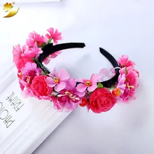XinYun Милая Девушка Искусственный цветок аксессуары для волос Оголовье принцесса головные уборы Лента цветы Halo повязка Оптовая 58033