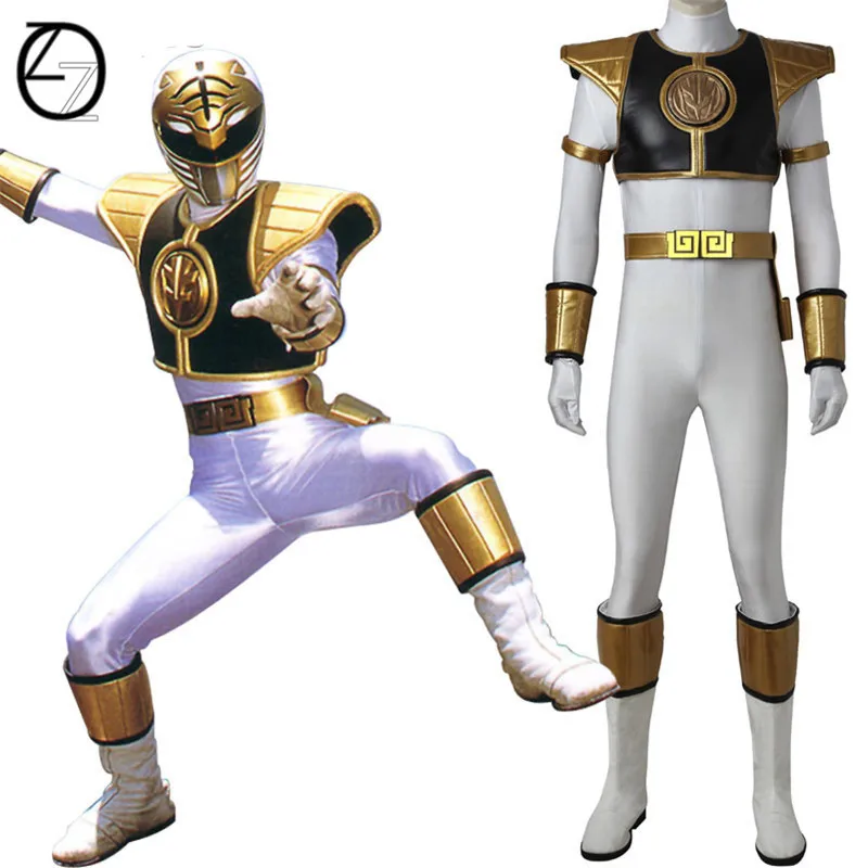 Tyranno Ranger White Ranger Косплэй костюм взрослый костюм для Хэллоуина White Ranger Tommy комбинезон Zyuranger Косплэй форма