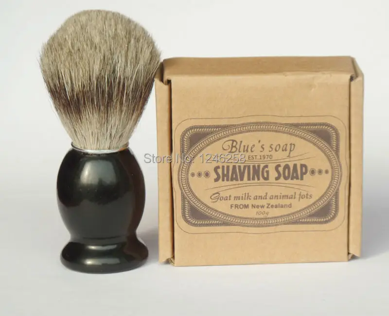 badger shaving brush with soap