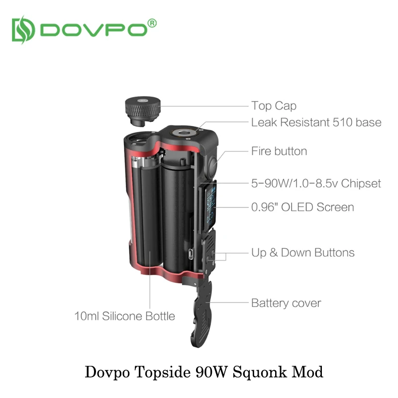 Электронная сигарета DOVPO Topside 90 вт с верхним заполнением TC Squonk 10 мл 27 мм питанием