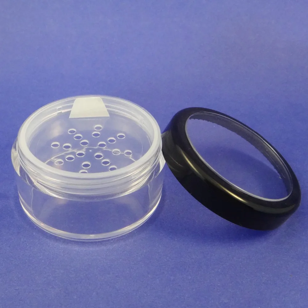 50 Bulk 30 gr Pot Black Rim Acrylic Window Lid Cosmetic Sifter Loose