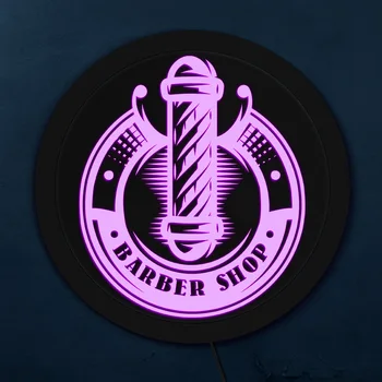 

Vintage Barber Shop Pole LED Neon Sign Lighting Barber Business Brand Logo Open Sign LED Hanging Board Hair Store Advertisement